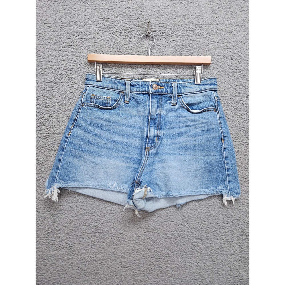 Universal Thread Denim Shorts 6 Blue High Rise Curvy Raw Hem Distressed Shortie